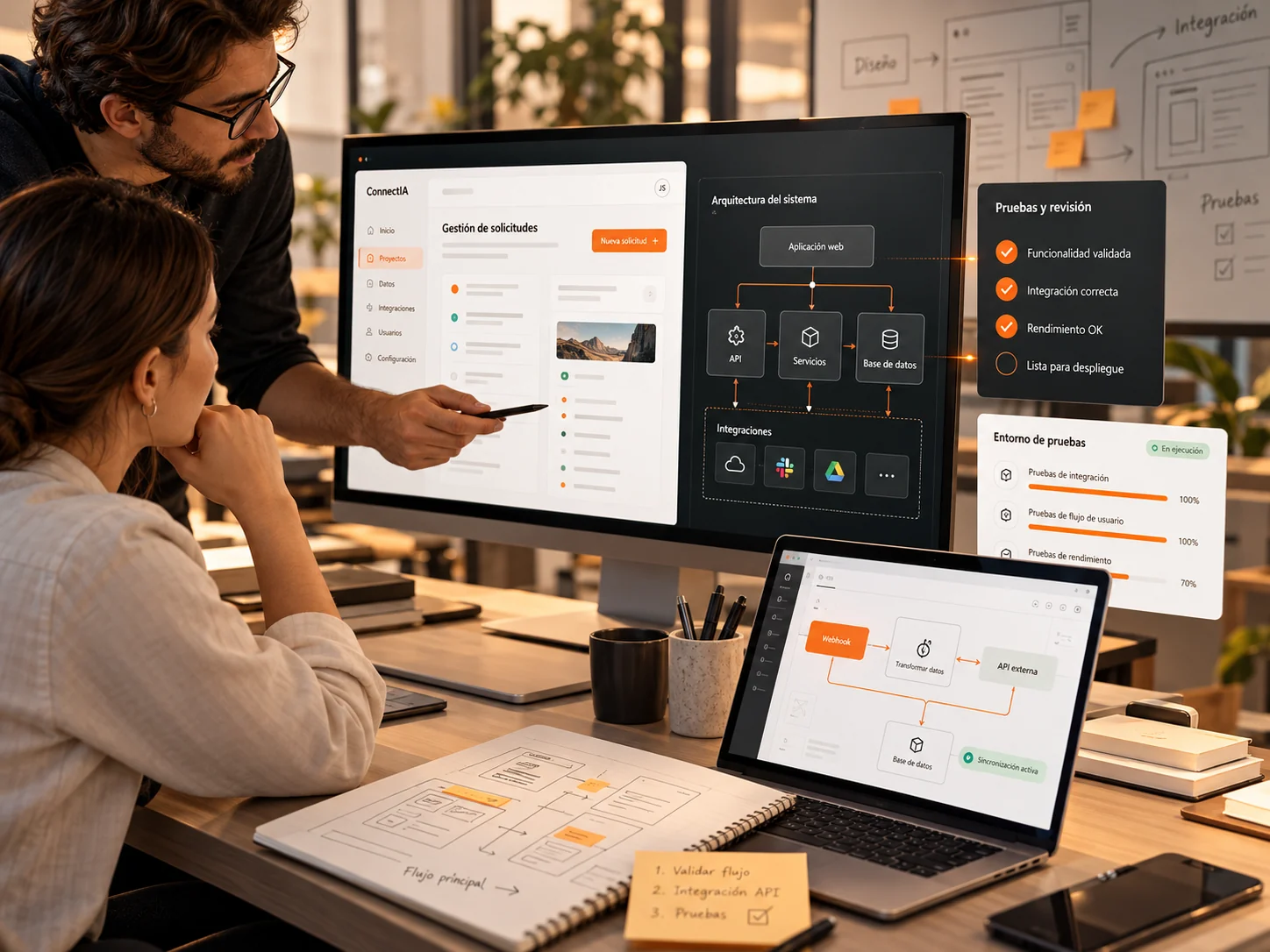 Revisión de un desarrollo de software, sus integraciones y pruebas.